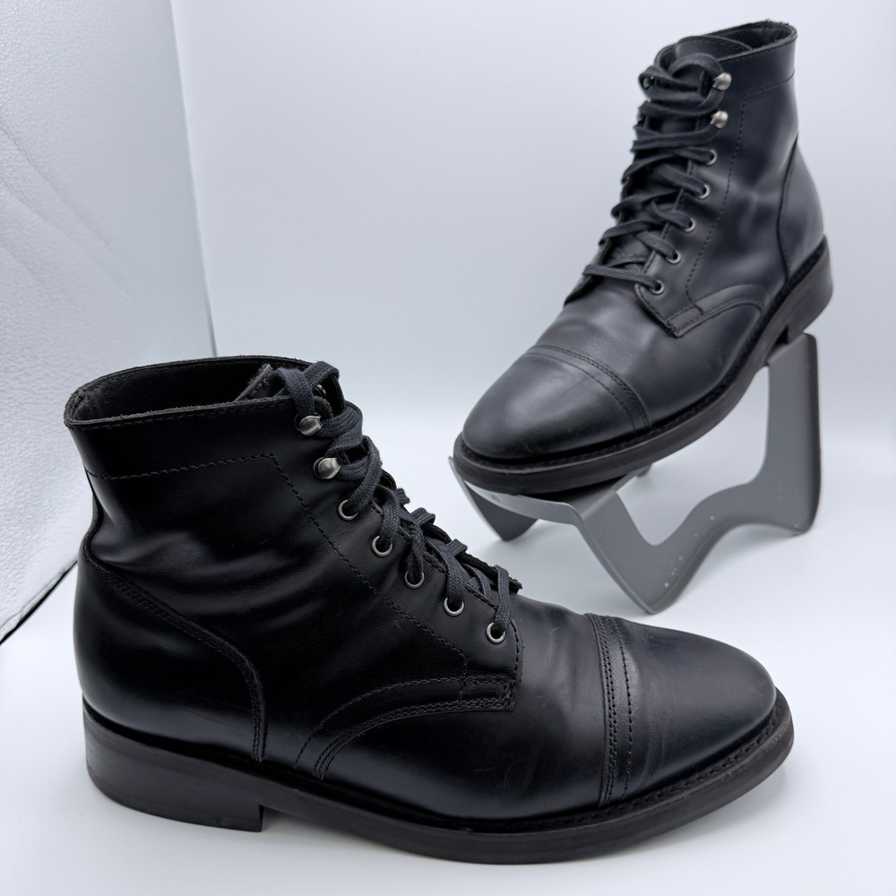 Thursday Boot Co Captain Black Leather Lace Up Cap Toe Boots Mens 11 US